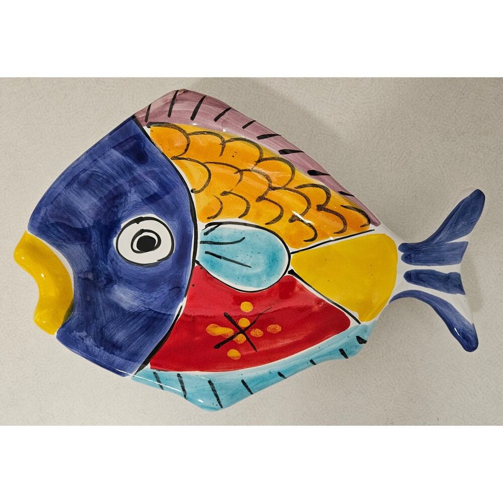 LA MUSA Made In Italy Hand Painted Ceramic Fish Vintage Tuscan Italian Decor